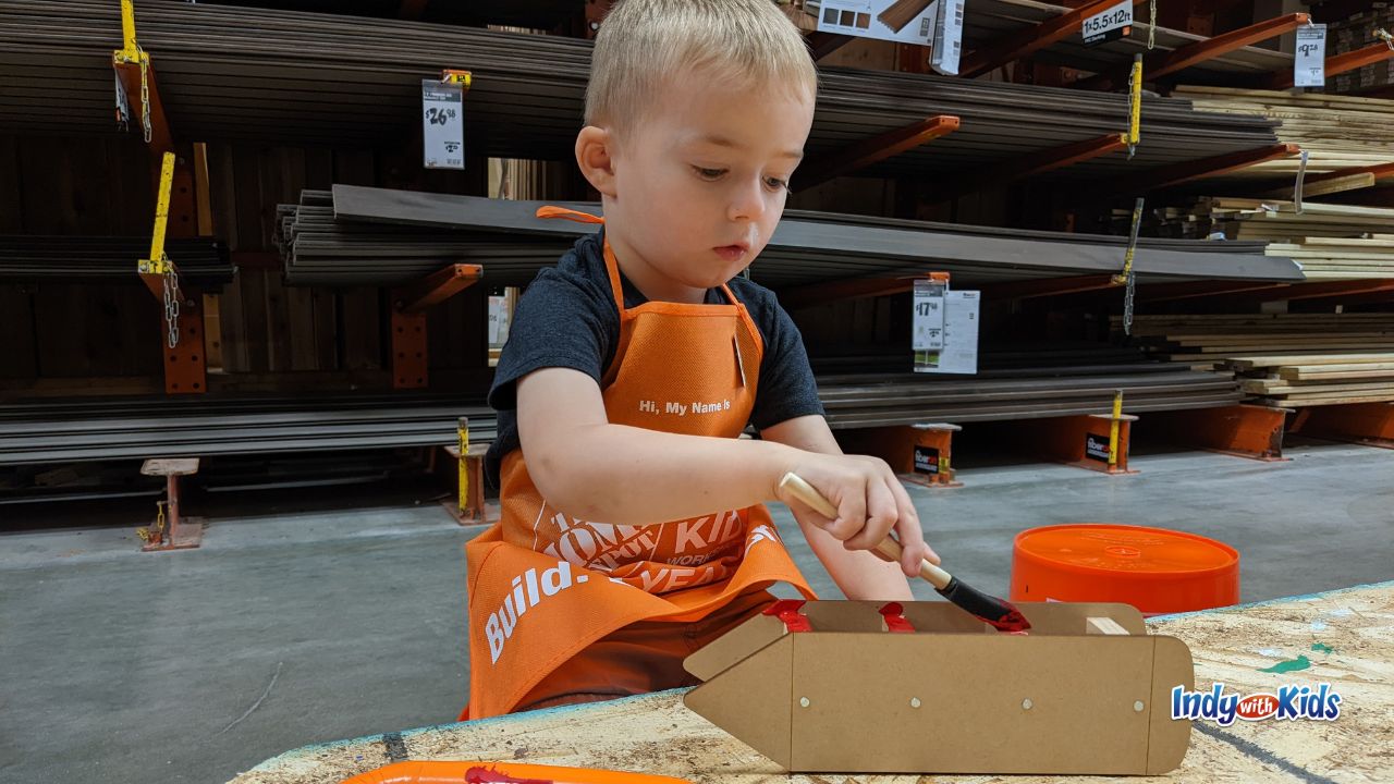 Winter Indianapolis Activities: Home Depot hosts free kids workshops on the first Saturday morning of the month.