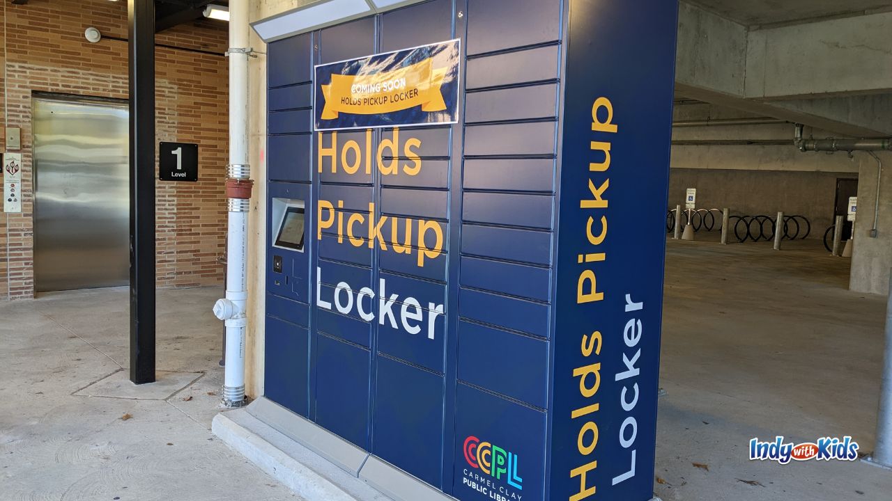 The Carmel Clay Public Library offers an outdoor holds pickup locker.