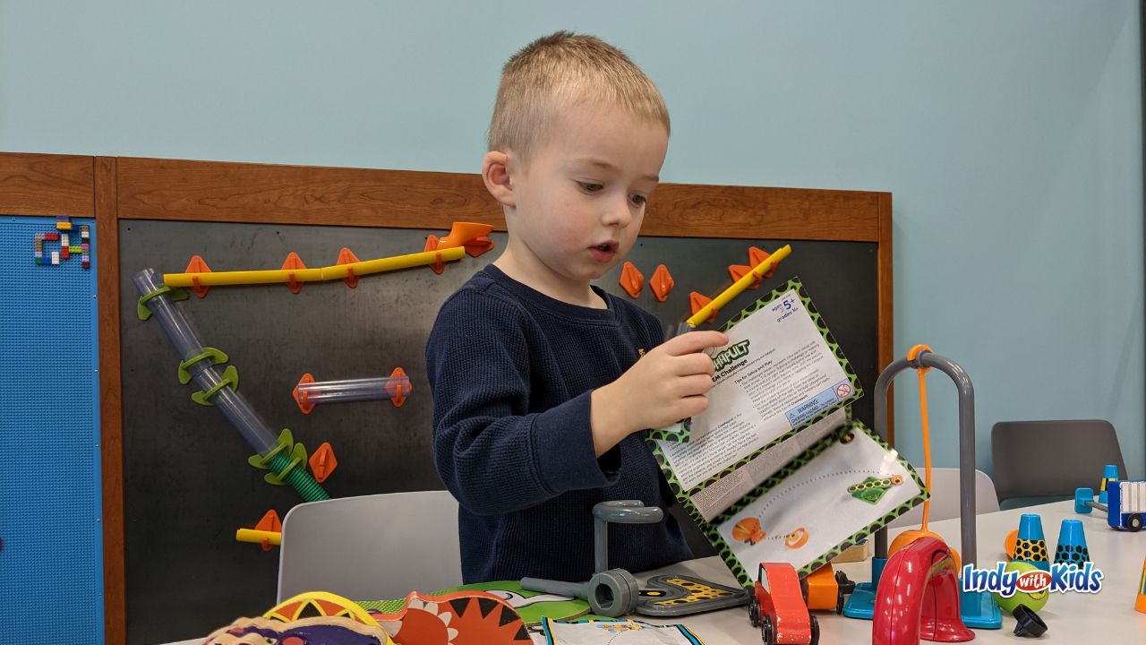 The Carmel Clay Public Library's children's area features the Exploration Lab dedicated to STEAM learning through play.