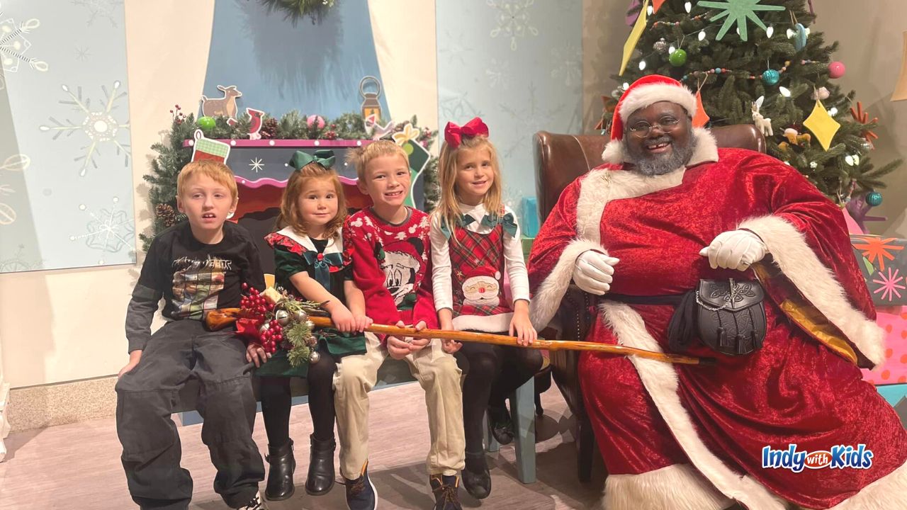 The Indiana State Museum Christmas experience includes visits with Santa.