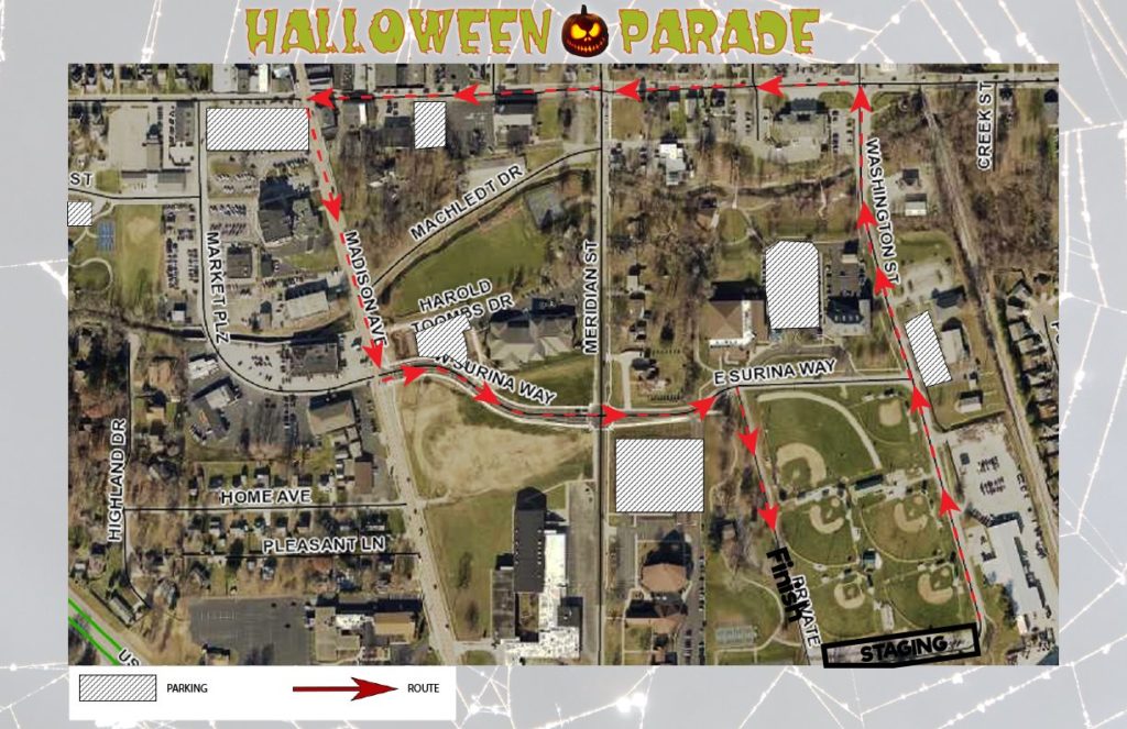 Greenwood Halloween Parade Route Map