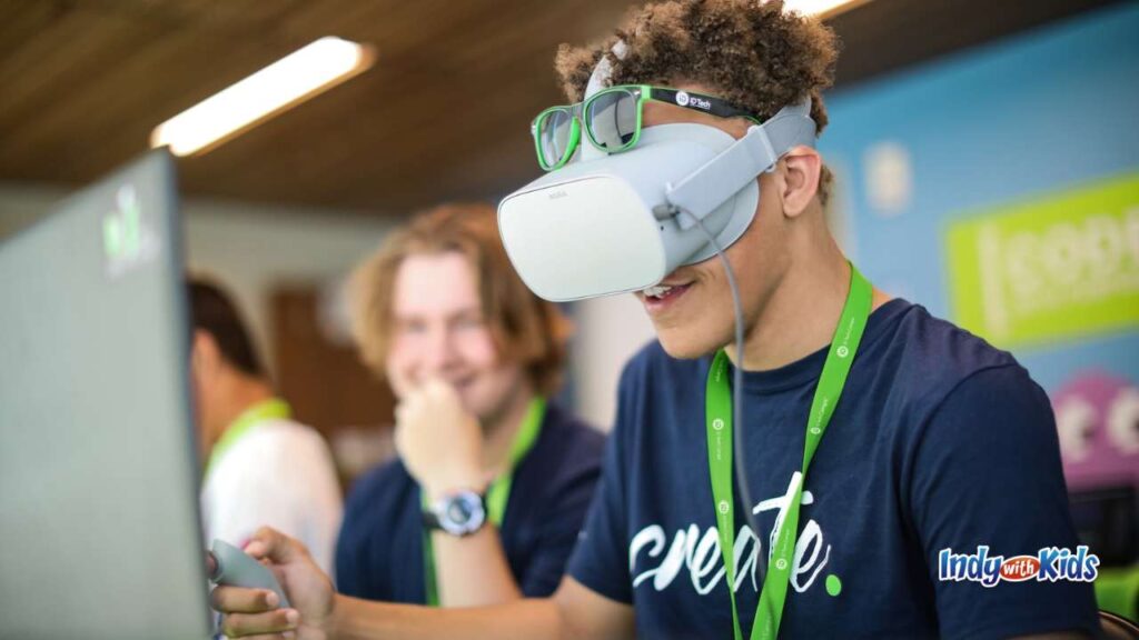 iD Tech two teen boys using virtual reality at summer camp