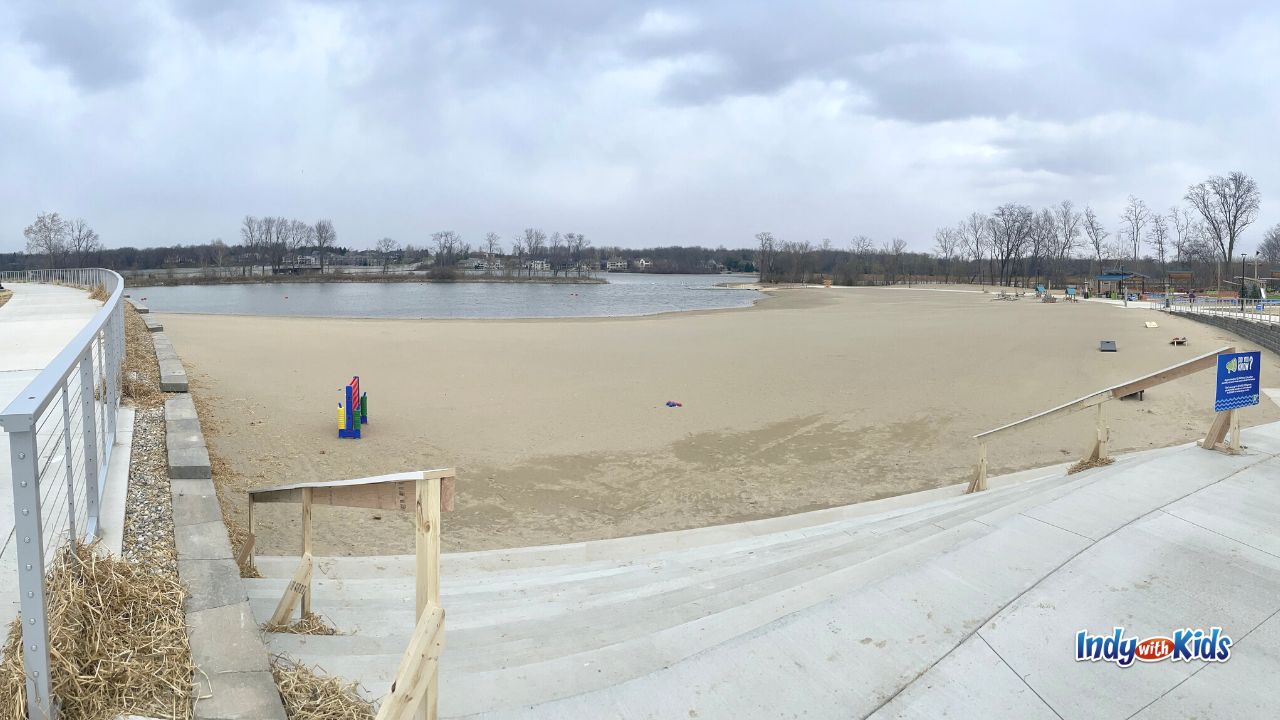 Geist Waterfront Park features 100 yards of sandy beach for guests to enjoy.