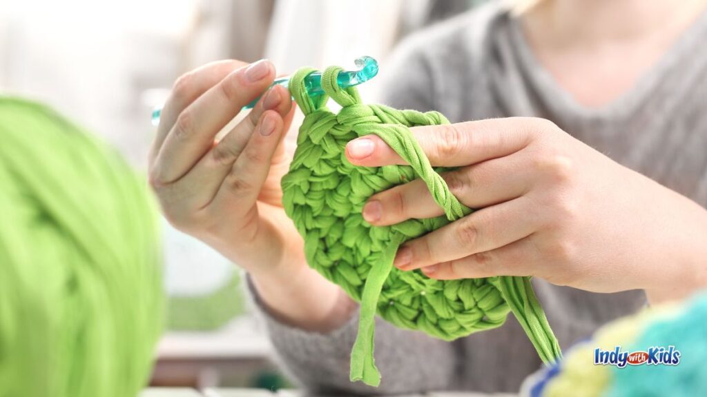 Begin your child's knitting or crocheting journey with a trip to a local yarn shop in the Indianapolis area.