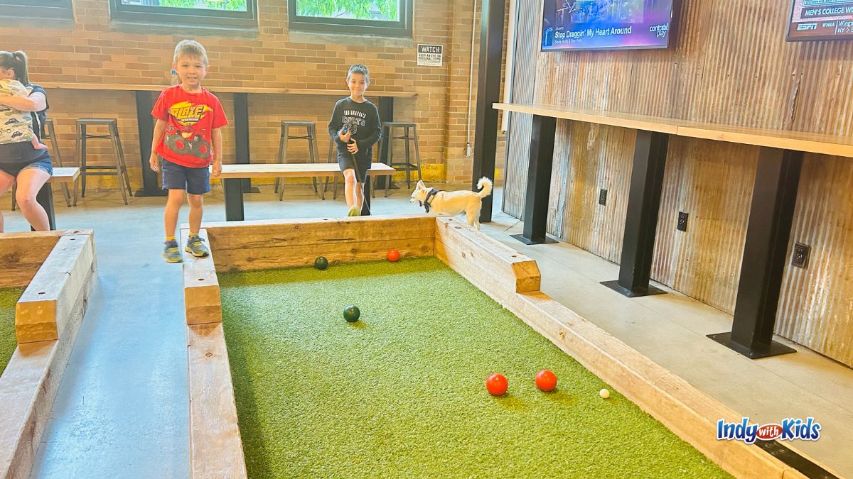 Most of the lawn games are free at Pins Mechanical in the Bottleworks District.