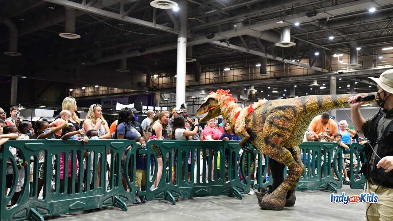 Jurassic Quest dinosaur in a crowd