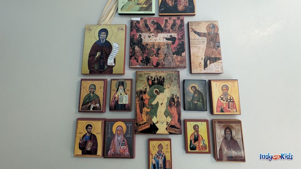 A variety of icons featuring the images of Jesus and the saints adorn a prayer corner in an Orthodox home.
