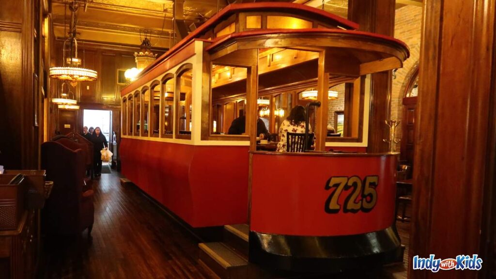 old spaghetti factory is one of the most unique Carmel Indiana restaurants with a trolley you can dine in