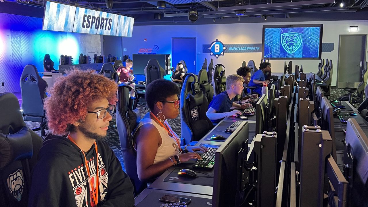Butler Esports Camp room of kids playing video games