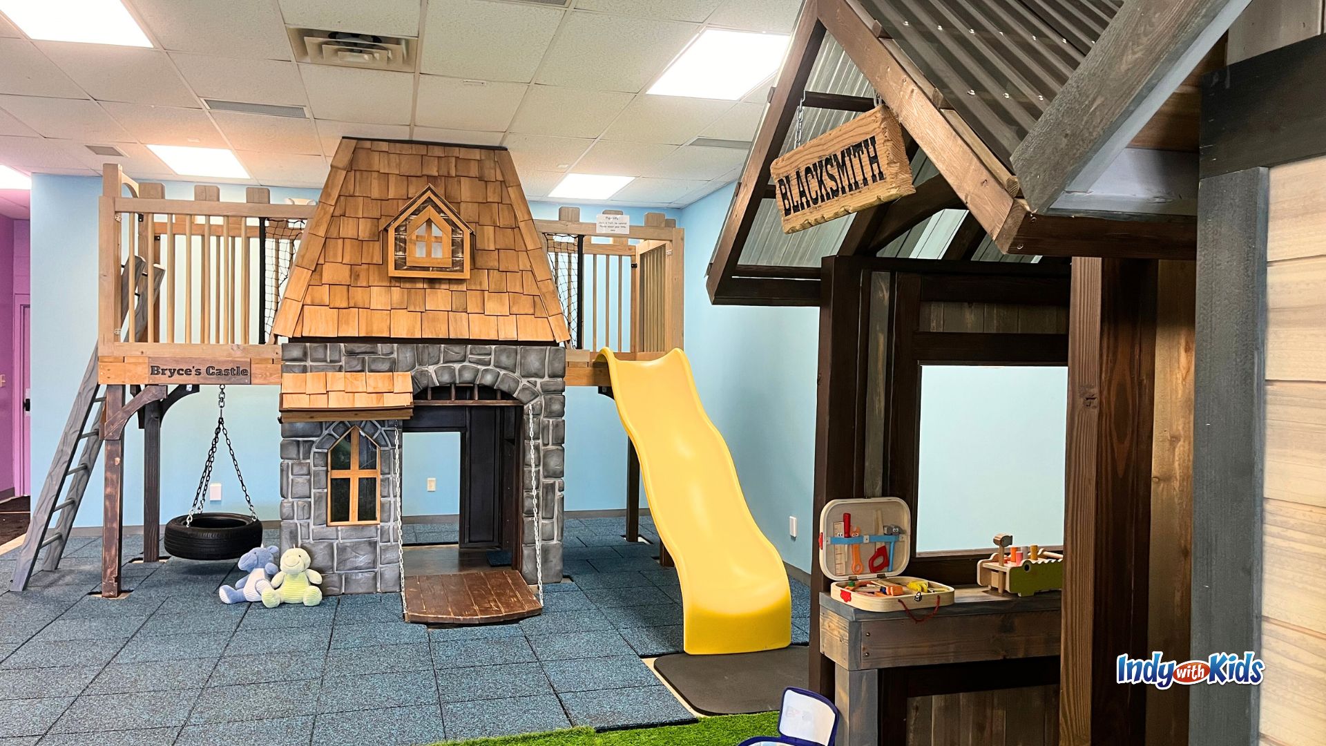 Castle play structure at Storybook Play Cafe in Greenwood.