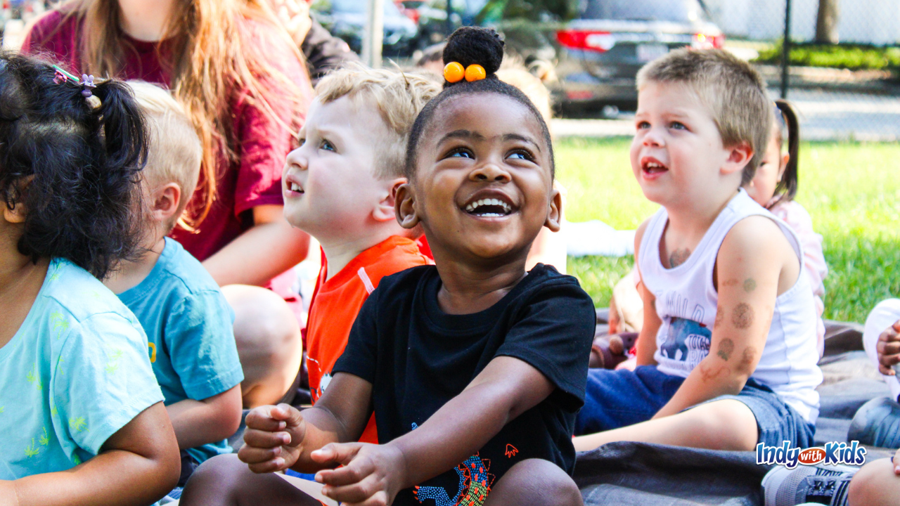 IU Indianapolis’ Center for Young Children - kids sitting outside in a group